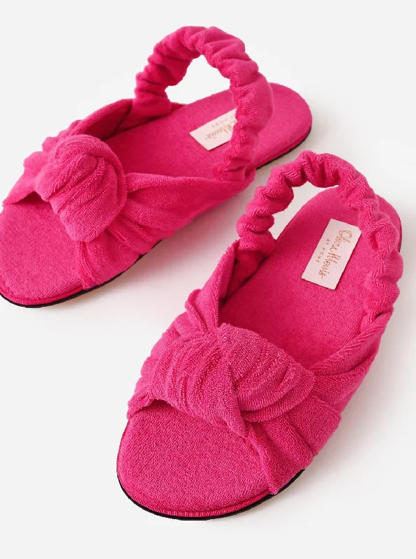 Slippers with sealed nap treads -Women's Venus Knotted Slingback Slipper In Fuschia Pink