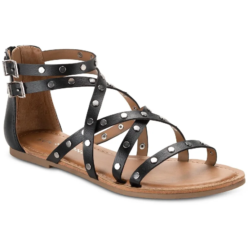 Sandals with dynamic heels -Sun + Stone Womens RACHAELL Studded Crisscross Gladiator Sandals