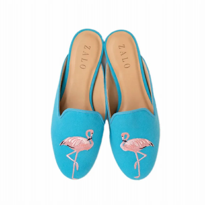 Slippers with lush nap wool -Women's Flamingo Mule In Turquoise