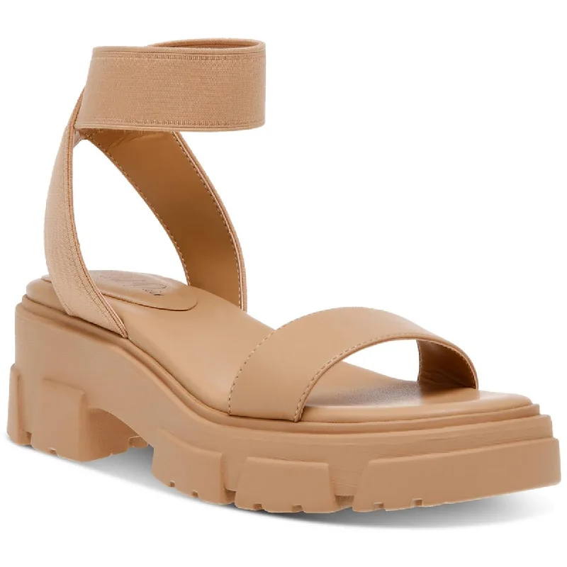 Sandals with cushioned heels -Wild Pair Womens Theodorra Faux Leather Ankle Strap Platform Sandals