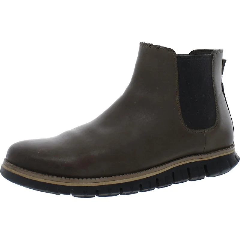 ZeroGrand Cole Haan Mens Leather Pull On Chelsea Boots