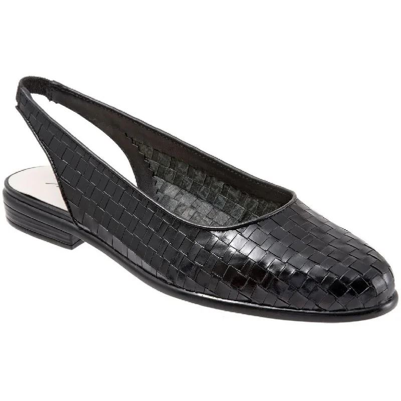 Flats with resilient sole linings -Trotters Womens Lucy Leather Woven Slingbacks