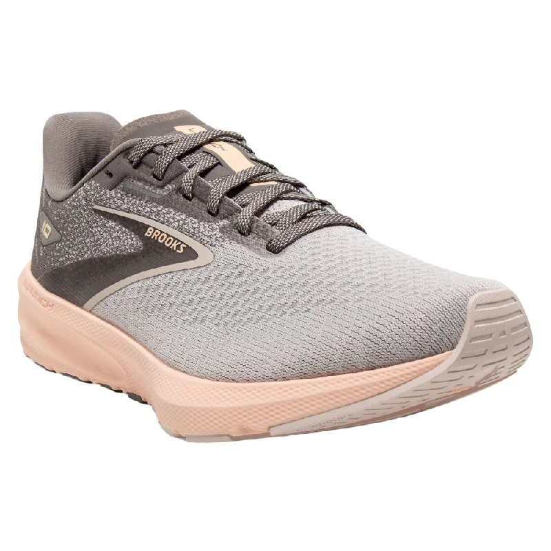 Running shoe for track run retreats -Brooks Launch 10 Grey/Crystal Grey/Pale Peach Running Shoes (Women's)