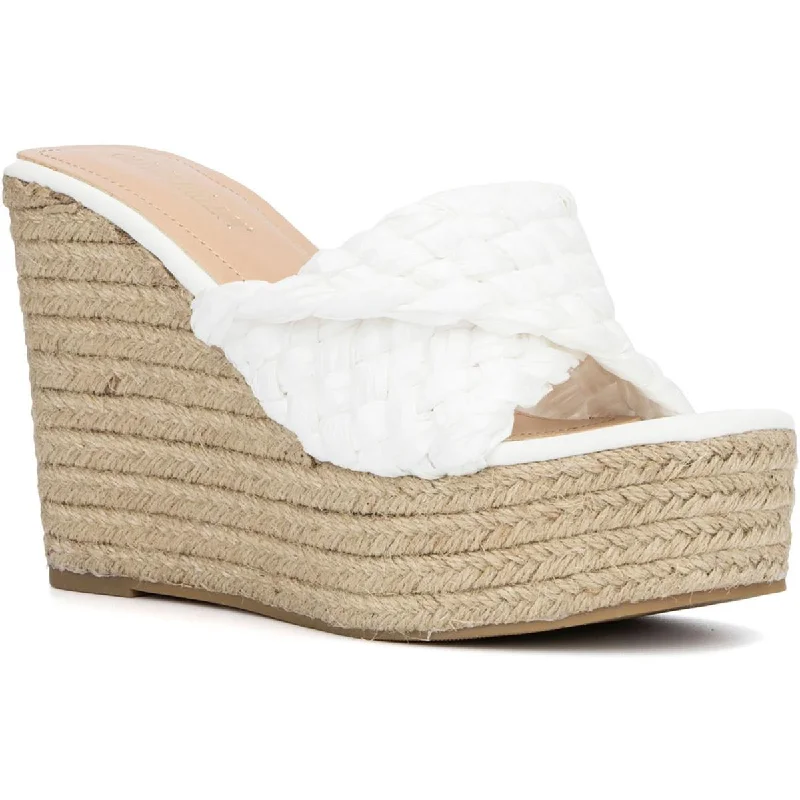 Sandals for rapid strolls -Olivia Miller Womens Woven Open Toe Wedge Sandals