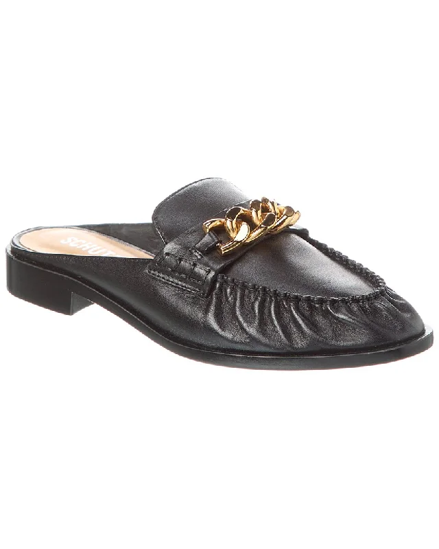 Slippers with cozy nap repose -SCHUTZ Luca Chain Leather Flat