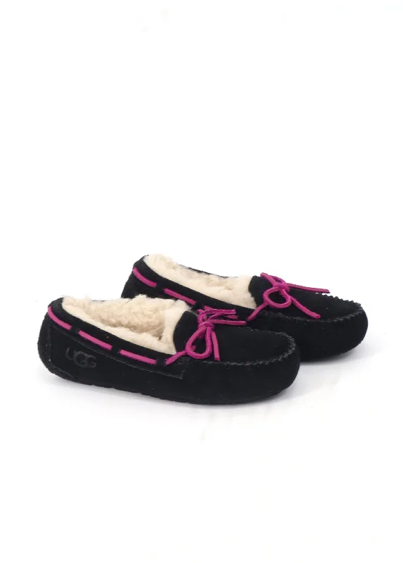 Slippers with fast nap calm -Kids Girl's Mocassin Slippers,Black