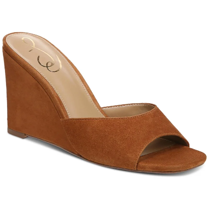 Sandals for sporty lifestyles -Sam Edelman Womens Merrick Suede Slip-On Wedge Sandals