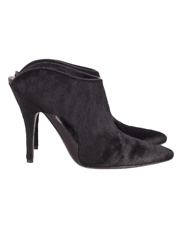 Slippers with deep nap hush -Alexander Wang Miranda Pony Mules in Black Wool