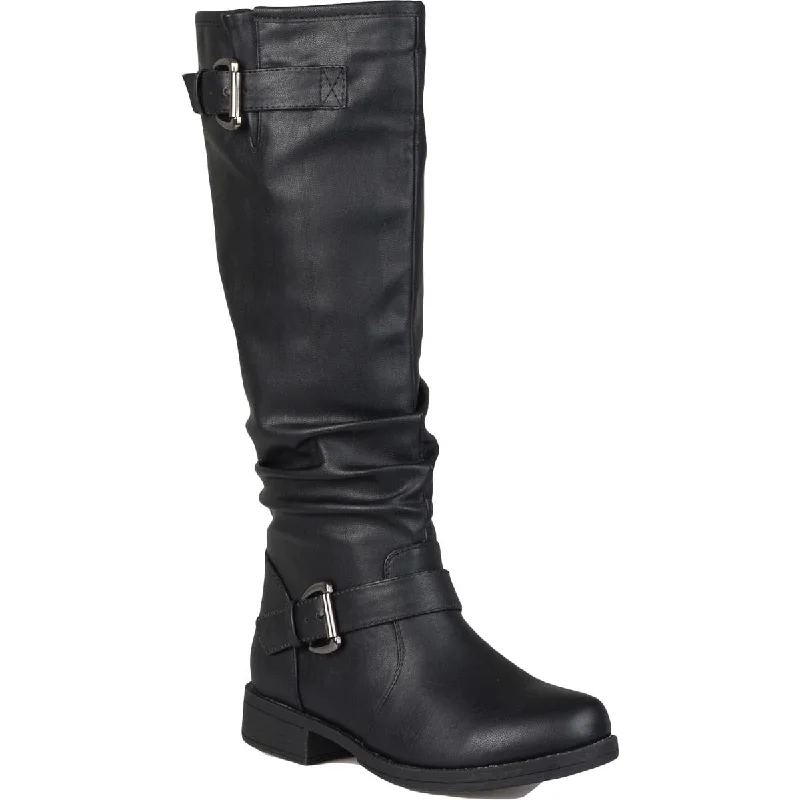 Journee Collection Womens Stormy Faux Leather Wide Calf Knee-High Boots