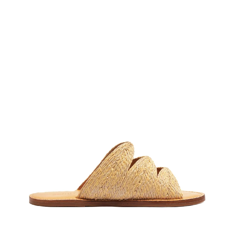 Flats with vivid heel overlays -Ivy Raffia Sandal