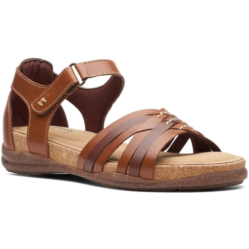 Sandals for fast trails -Clarks Womens Roseville Cove Leather Comfort Wedge Sandals