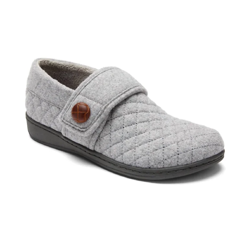 Slippers with wet-safe nap tops -Women's Jackie Flannel Slipper - Medium Width In Grey