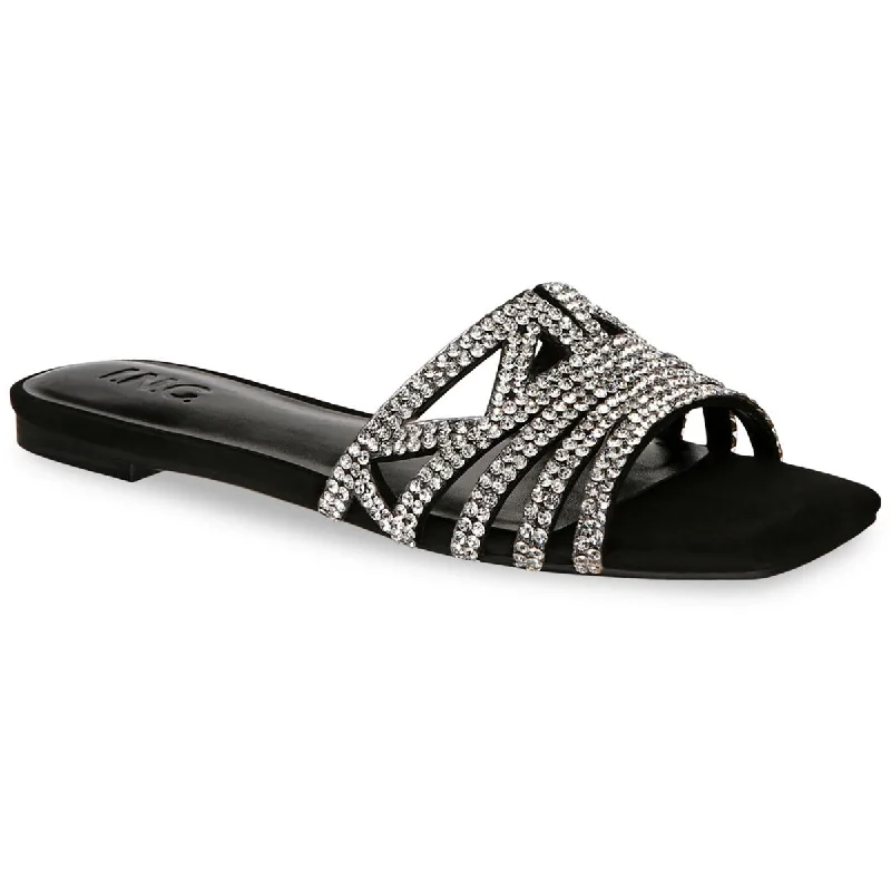 Sandals for swift strolls -INC Womens Tianah Rhinestone Slip On Slide Sandals