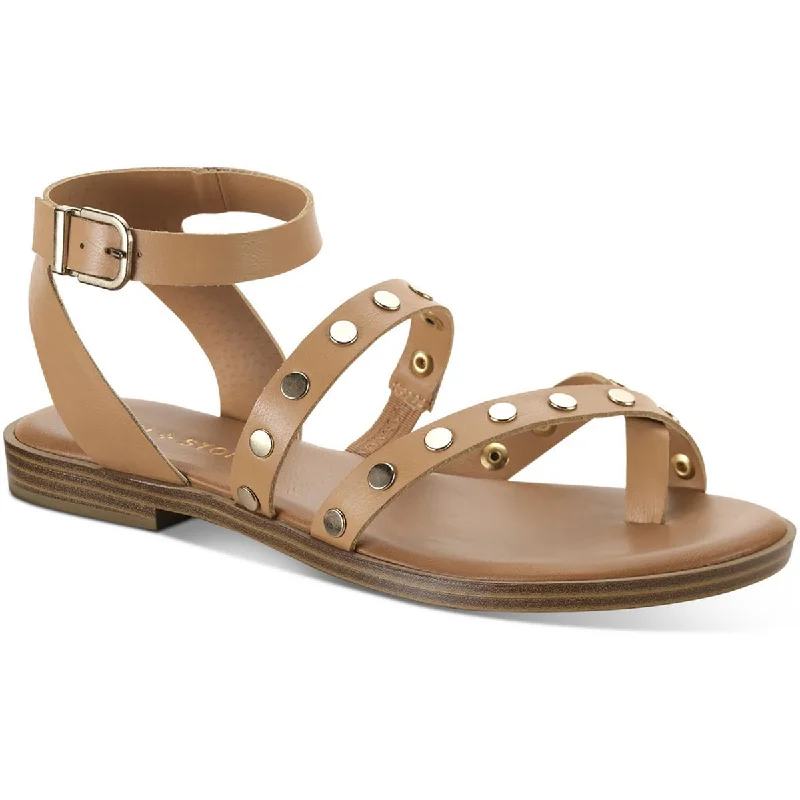 Customizable sandals online -Sun + Stone Womens Studleyy Faux Leather Thong Strappy Sandals