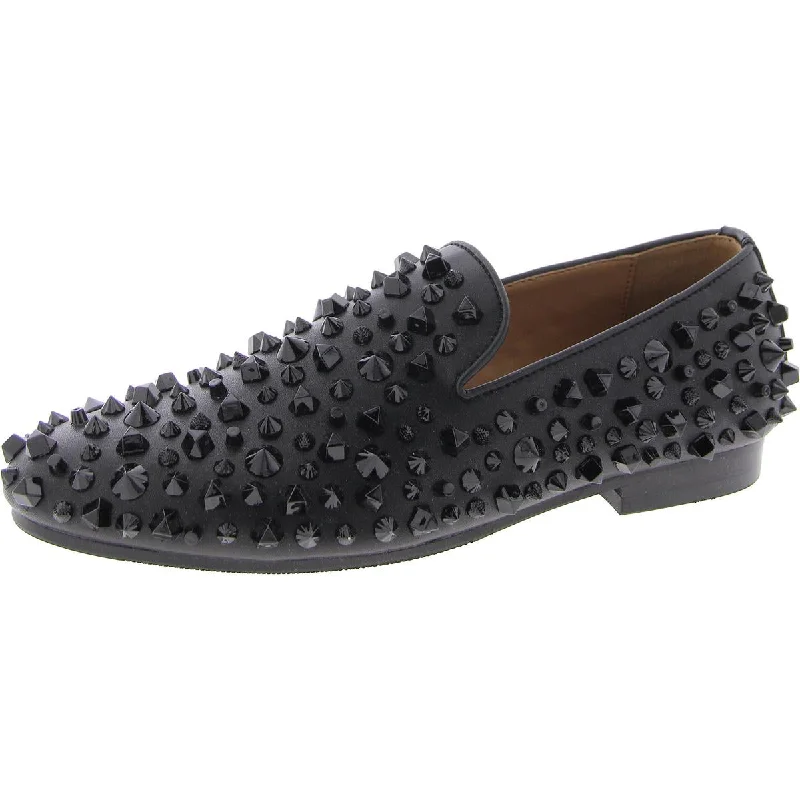 Soft loafers for gentle dusk serenity-Steve Madden Mens Stefanoo Leather Studded Loafers