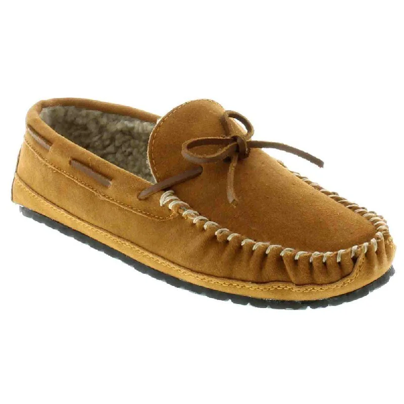 Slippers with steady nap treads -Minnetonka Men's 4154 Casey Slipper Tan Suede