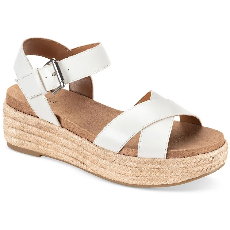 Sandals with lightweight soles -Style & Co. Womens Emberr Faux Leather Slingback Flatform Sandals