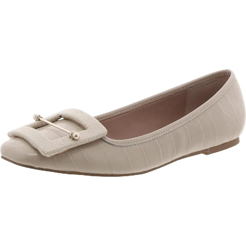 Flats with ergonomic sole contours -Zac Posen Womens Leather Square toe Flat Shoes