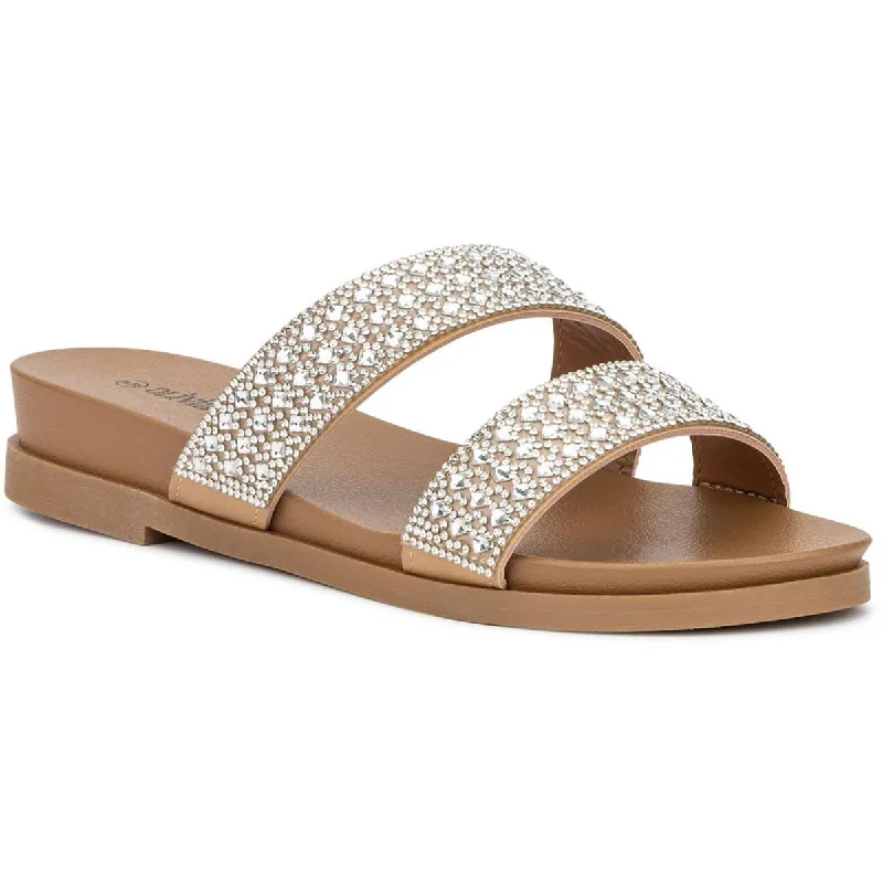 Sandals for sporty lifestyles -Olivia Miller Womens Slip On Open Toe Flatform Sandals