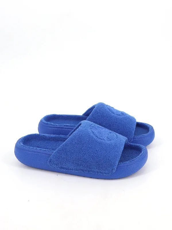 Slippers with snug nap soles -Women's Graphic Embroidered Slippers,Blue