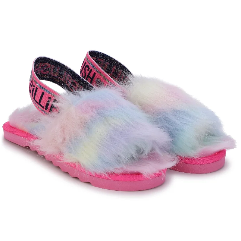 Slippers for humid nap eves -BillieBlush Rainbow Fuzzy Slipper U19331