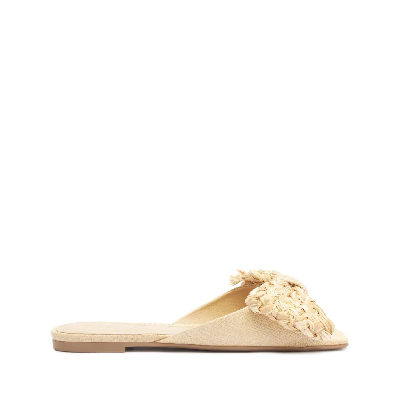 Flats for women with toe soothing -Lienne Straw Flat Sandal