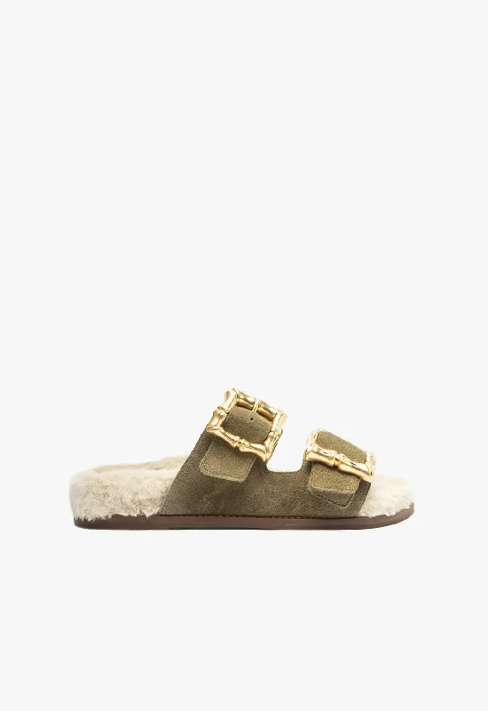 Flats for lengthy dusk strolls -Enola Weekend Sporty Cow Suede Sandal