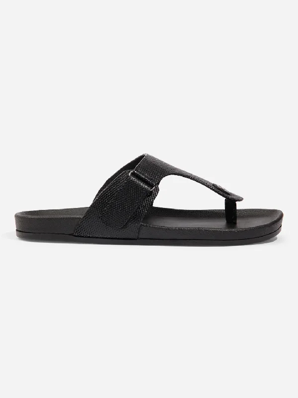 Slippers with lounge nap sets -Men Black Sandal / Slipper (ID4227)