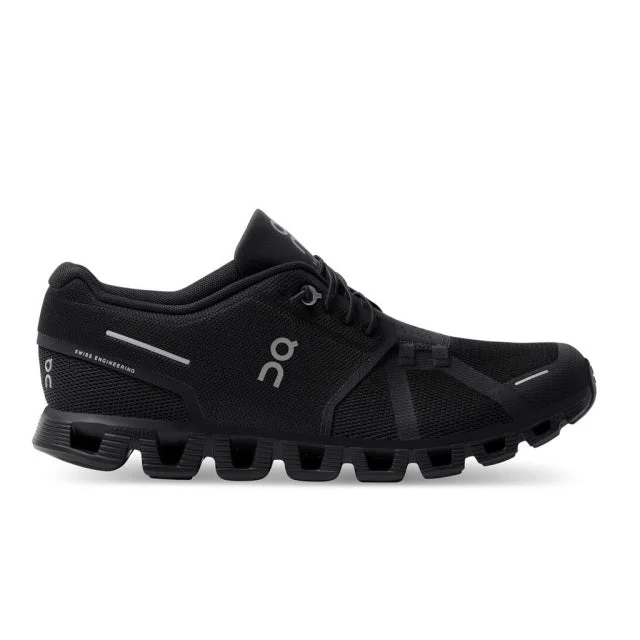 Running shoe with furry run texture -On Running Men's Cloud 5 All Black