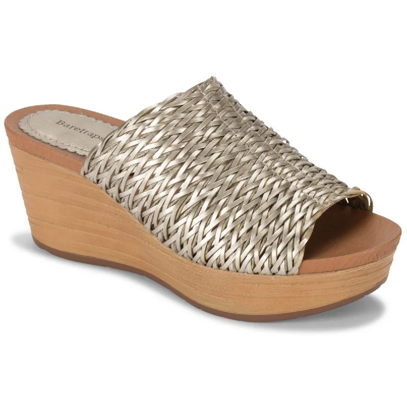 Sandals with sturdy heels -Baretraps Womens Macauley Woven Slip On Wedge Sandals