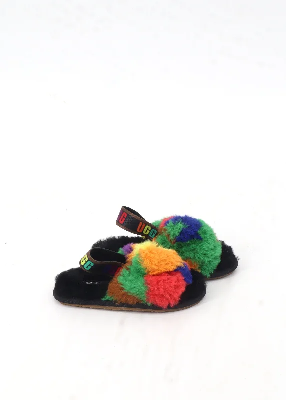 Slippers with rugged nap weave -Kids Girl's Fur Slippers,Multi