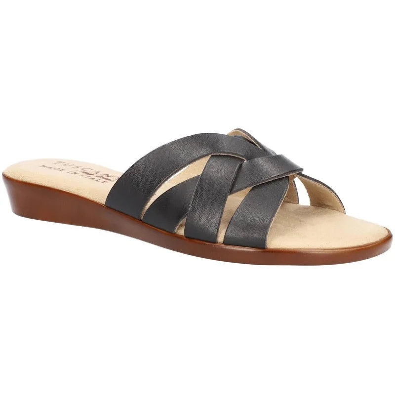 Sandals with solid traction -Tuscany By Easy Street Womens Zanobia Faux Leather Strappy Slide Sandals