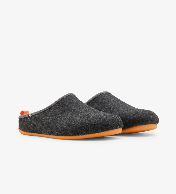 Slippers with sure nap treads -Borj eco felt mule slippers, contrast rubber soles