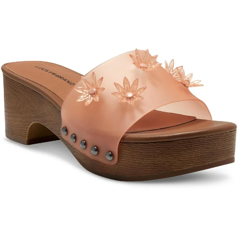 Sandals for routine treks -Lucky Brand Womens Fallyn Studded Jelly Upper Slide Sandals