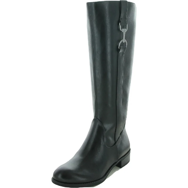 LifeStride Womens Stormy Faux Leather Riding Mid-Calf Boots