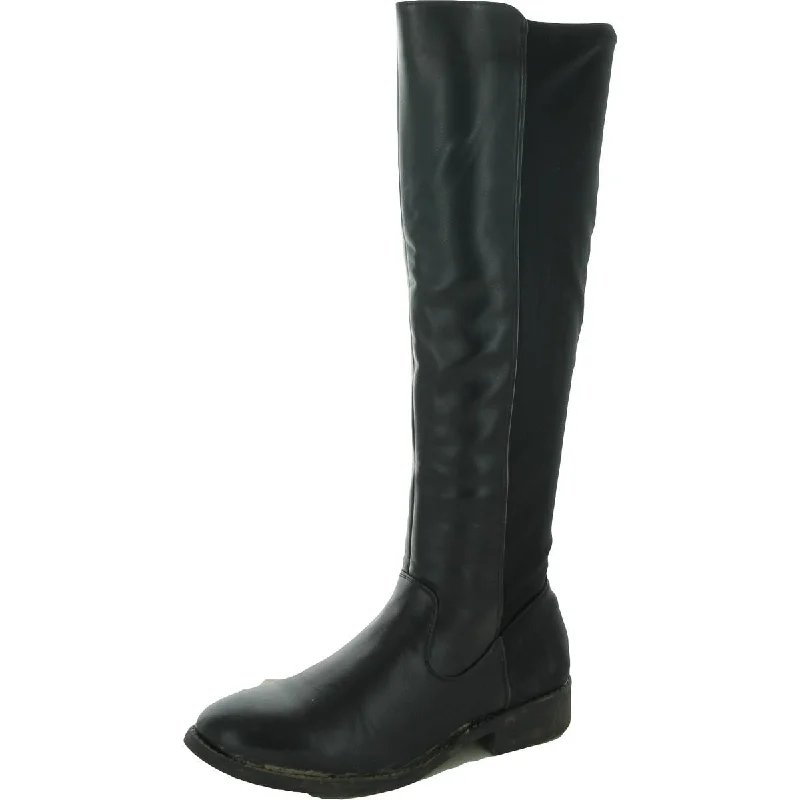 Mia Womens Charmed Faux Leather Tall Riding Boots