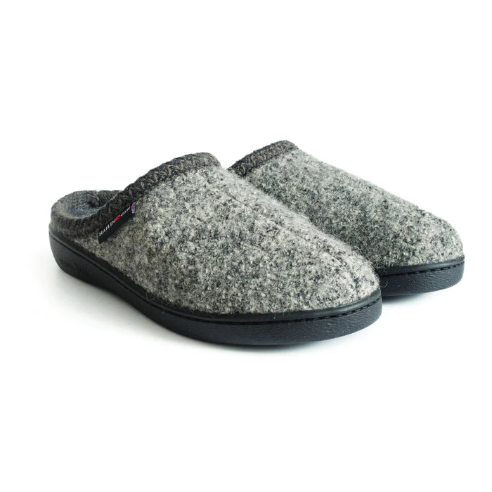 Slippers with easy nap hush -Haflinger AT64 Slipper - Grey Speckle