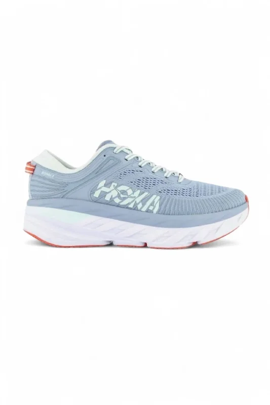 Running shoe for fast sprints -Women's Bondi 7 Road Running Shoes In Blue Fog/blue Glass