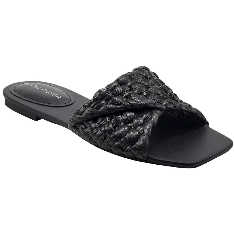 Sandals for steady walks -Marc Fisher Womens Moral Faux Leather Woven Slide Sandals