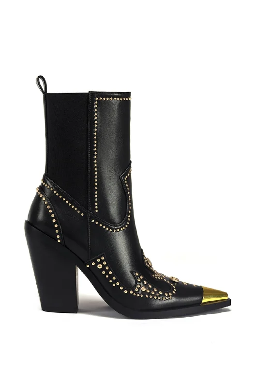 TORRIN-BLACK STUDDED ANKLE BOOTIE