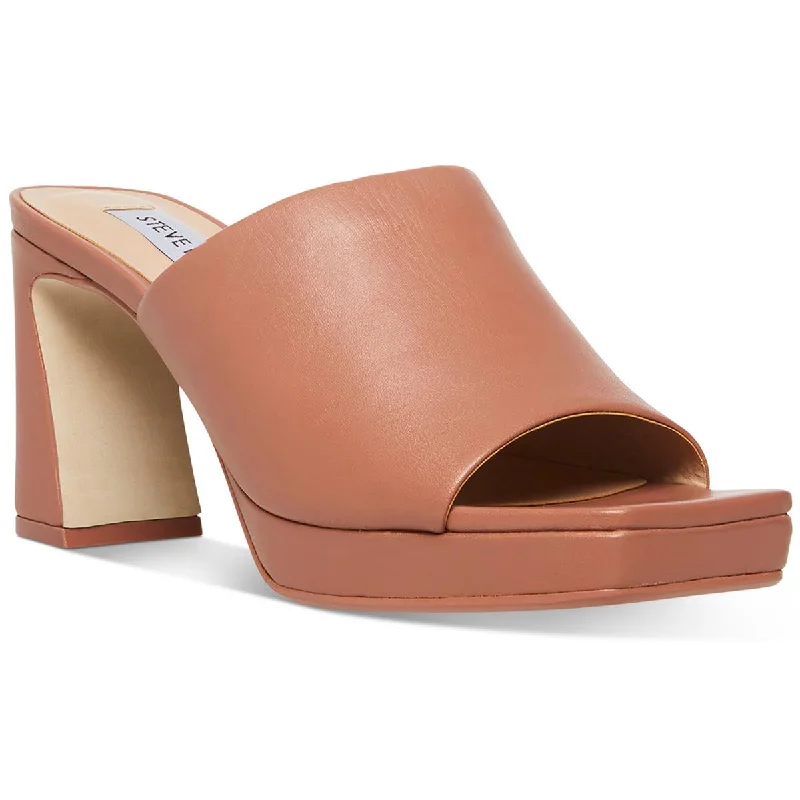 Sandals with high support -Steve Madden Womens Dedicate Leather Slip-On Platform Sandals