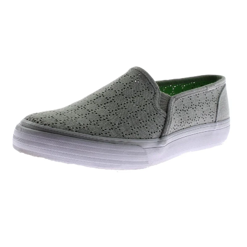 Soft loafers for gentle dusk tranquility-Keds Womens Double Decker Laser Cut Slip On Loafers