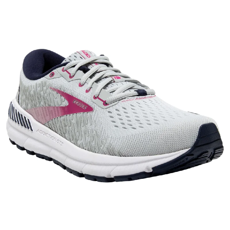 Running shoe with tough run beds -Brooks Addiction GTS 15 Oyster/Peacoat/Lilac Rose Running Shoe (Women's)