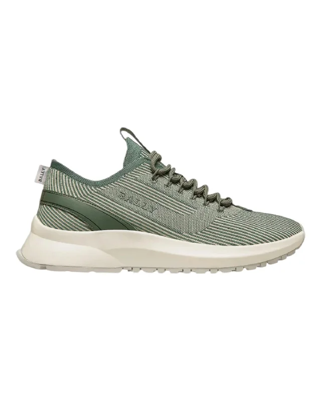 Bally Dean 6302848 Men's White/Sage Fabric & Leather Sneaker