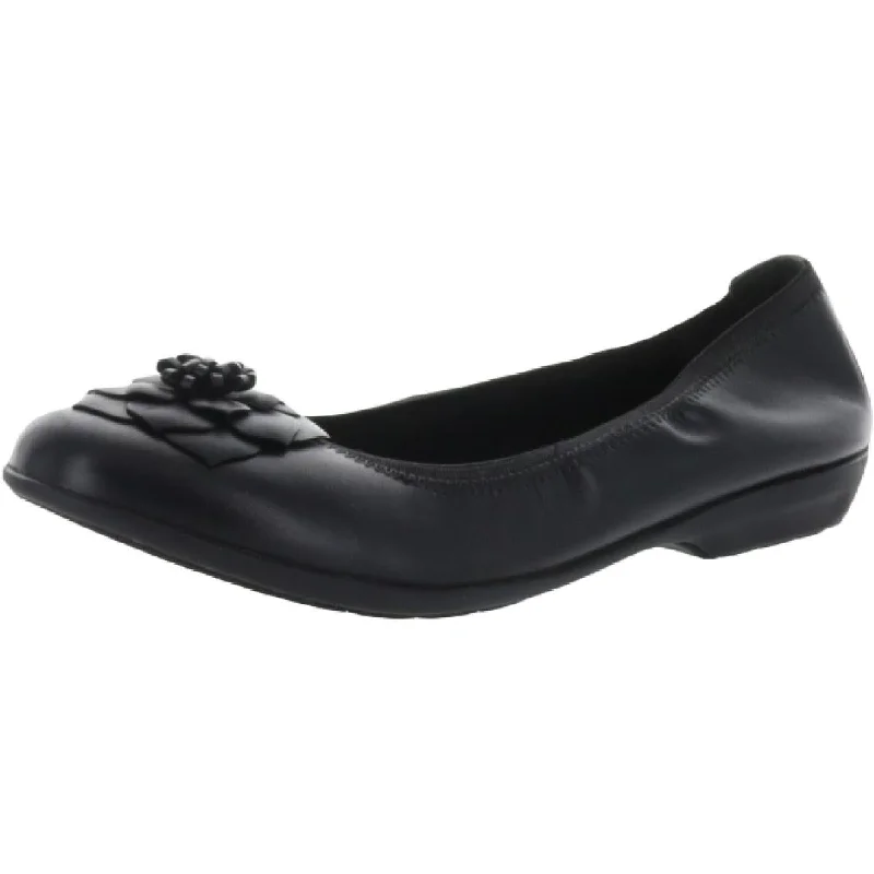 Flats for summer outdoor parties -Walking Cradles Womens Feature Leather Slip On Ballet Flats