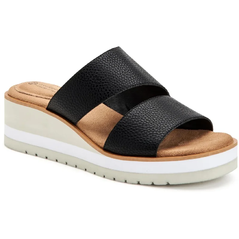 Sandals with stylish vibes -Giani Bernini Womens Ryerr Solid Slip On Wedge Sandals