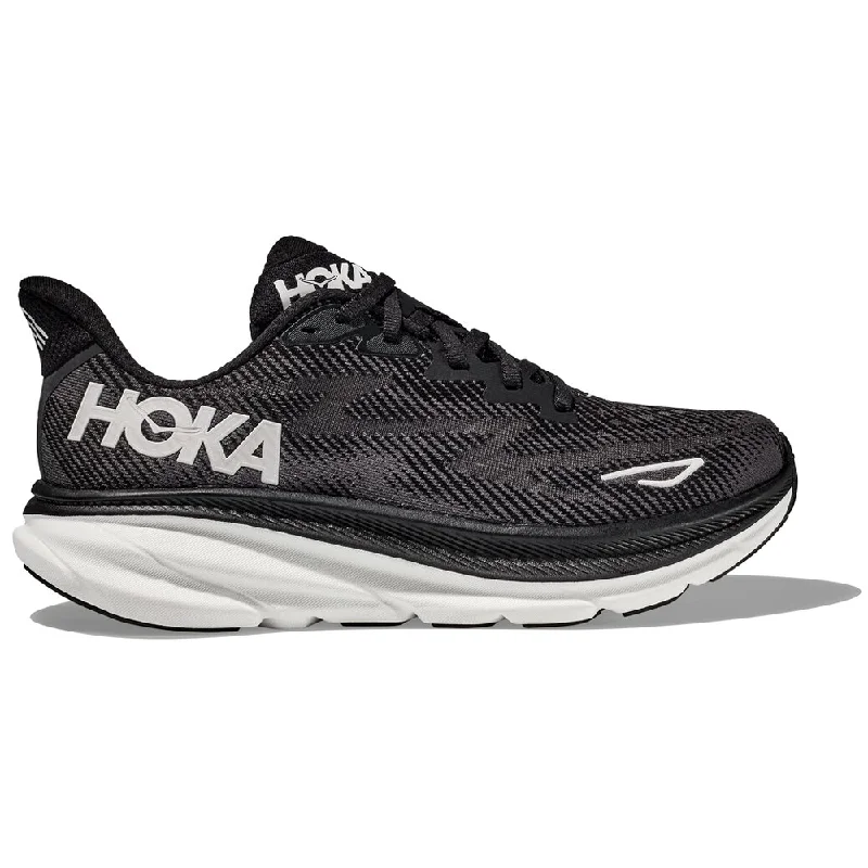 Running shoe with crisp run weave -Hoka Clifton 9 Running Shoe Black/White (Women's)