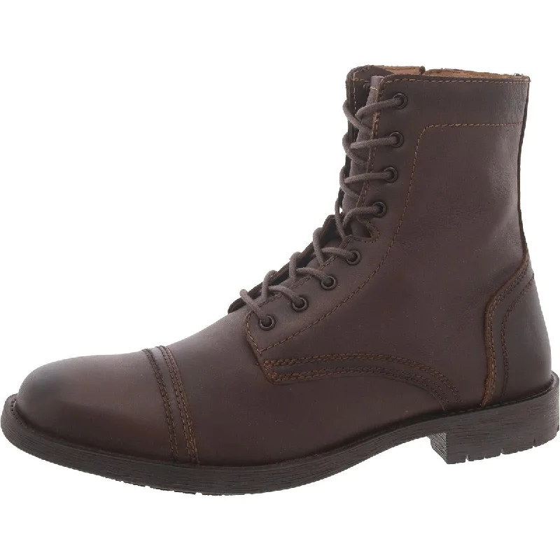 Steve Madden Mens Macc Leather Toe Cap Combat & Lace-Up Boots