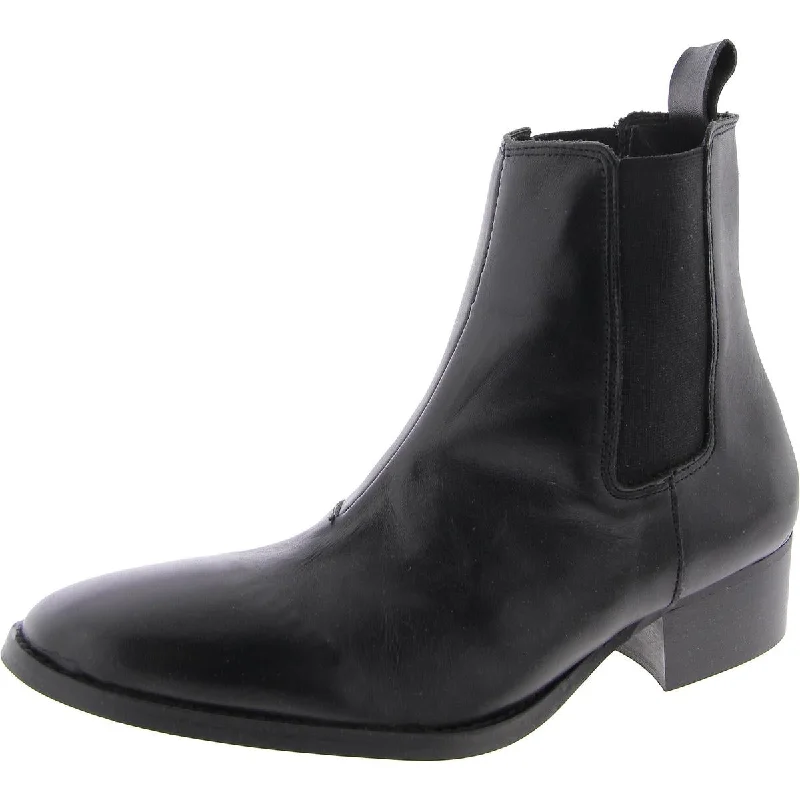 Steve Madden Mens Dex Leather Block Heel Chelsea Boots