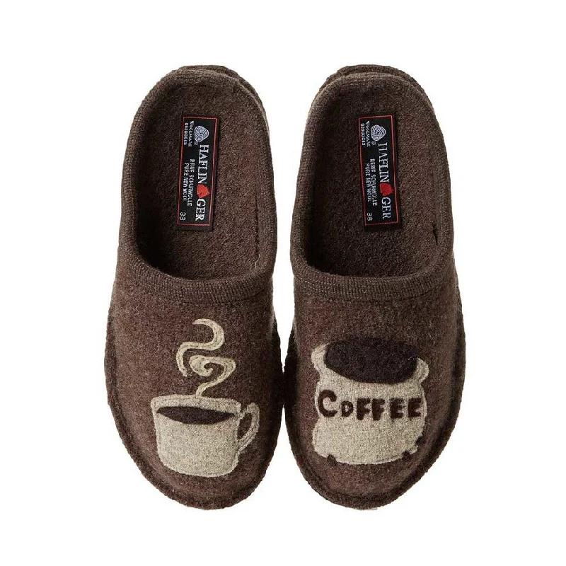 Slippers with home nap repose -Haflinger Unisex Coffee Slippers with Soft Sole